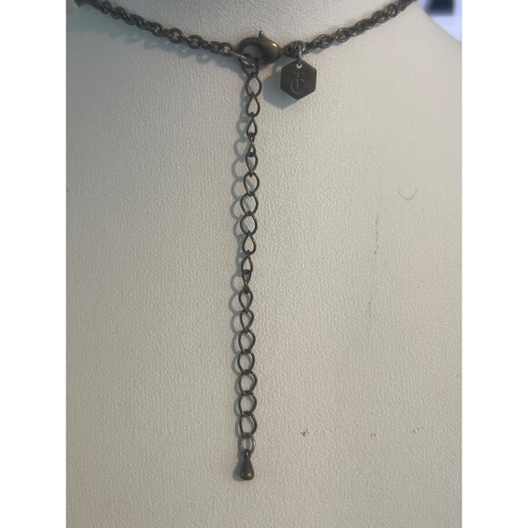 Touchstone Crystal Royal Blue Crystal Necklace Oxidized Silver Adj 16" + 3" - Picture 5 of 6